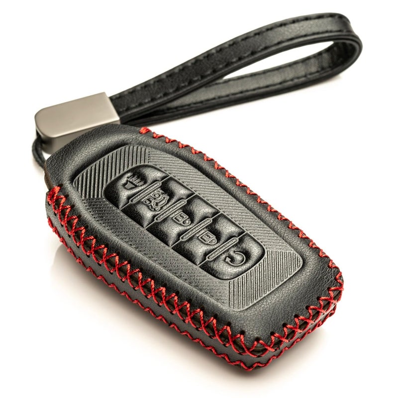 Vitodeco Leather Key Fob Cover Case Protector Compatible with Infiniti QX60 QX80 20252026 Models 5 Buttons BlackRed